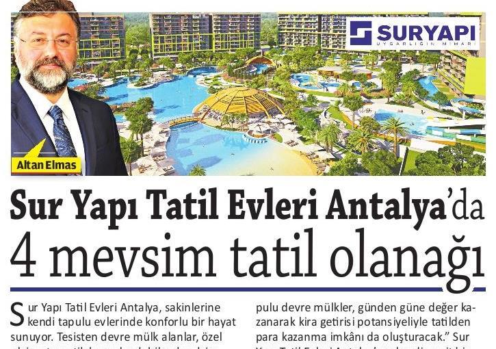 Sur Yapı Tatil Evleri Antalya'da 4 Mevsim Tatil Olanağı