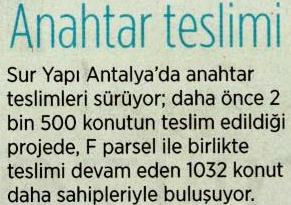 Anahtar Teslimi Sürüyor